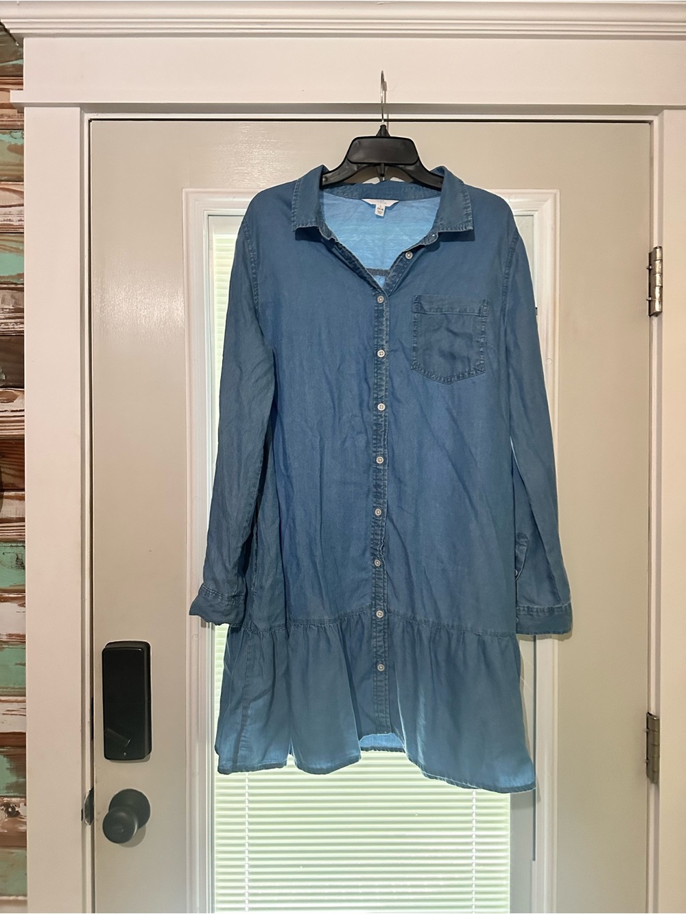 Time and Tru Blue Denim Midi Shirt Dress